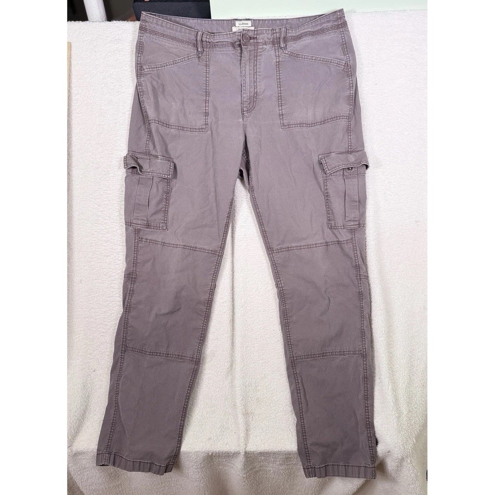 LL Bean Favorite Fit Cargo Pants Womens 12 Reg Khaki Beige Straight Leg 505026
